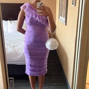 Elegant One-Shoulder Purple Dress